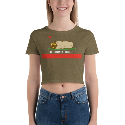 California Burrito Women’s Heather Olive Crop Tee