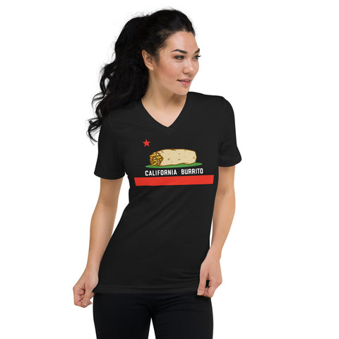 California Burrito Black Short Sleeve V-Neck T-Shirt