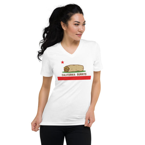 California Burrito White Short Sleeve V-Neck T-Shirt